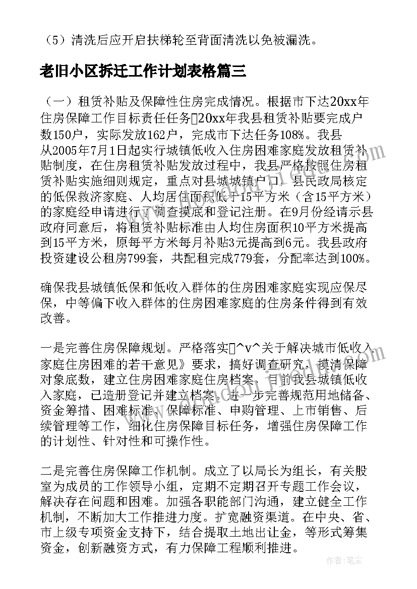 老旧小区拆迁工作计划表格(模板5篇)