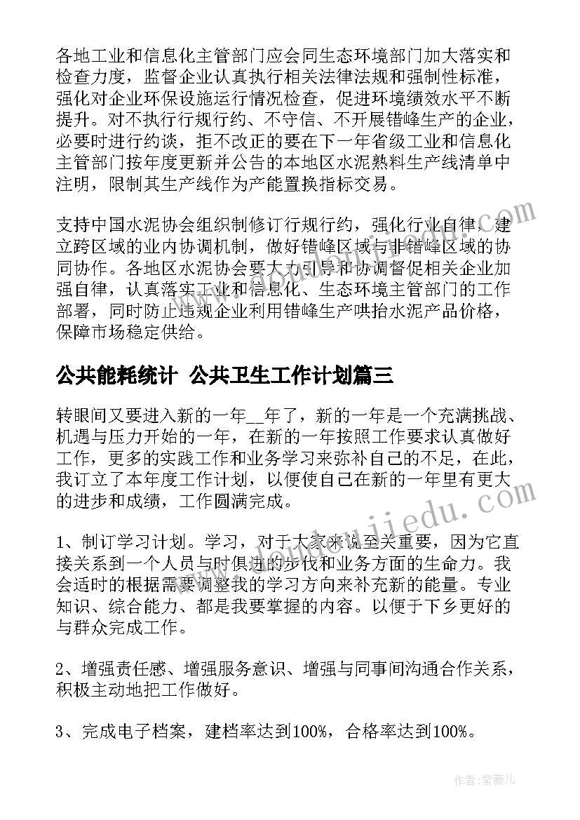 2023年公共能耗统计 公共卫生工作计划(实用10篇)