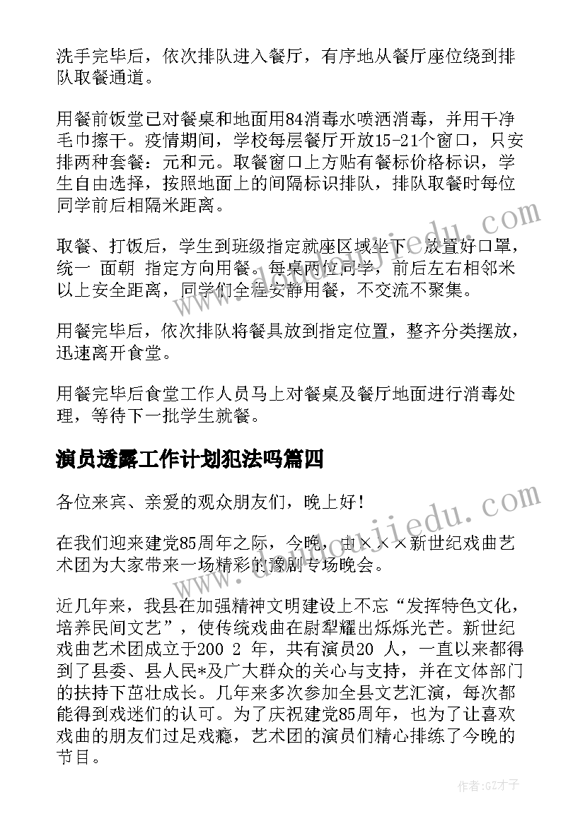 最新演员透露工作计划犯法吗(通用5篇)