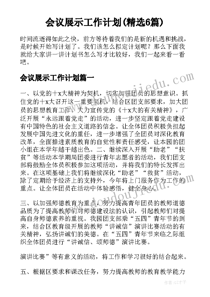 会议展示工作计划(精选6篇)