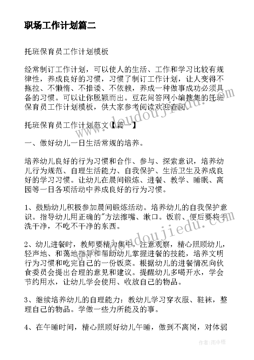 2023年职场工作计划(模板5篇)