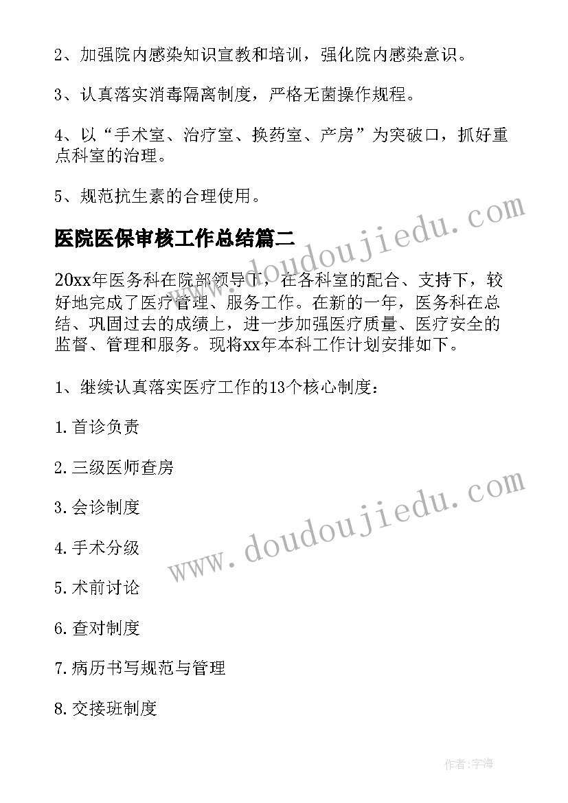 2023年医院医保审核工作总结(实用7篇)