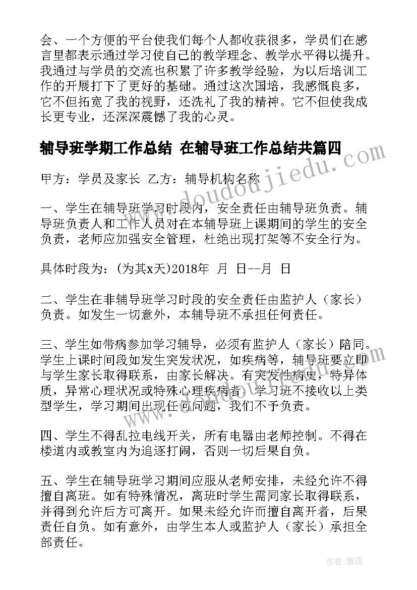 2023年辅导班学期工作总结 在辅导班工作总结共(精选7篇)