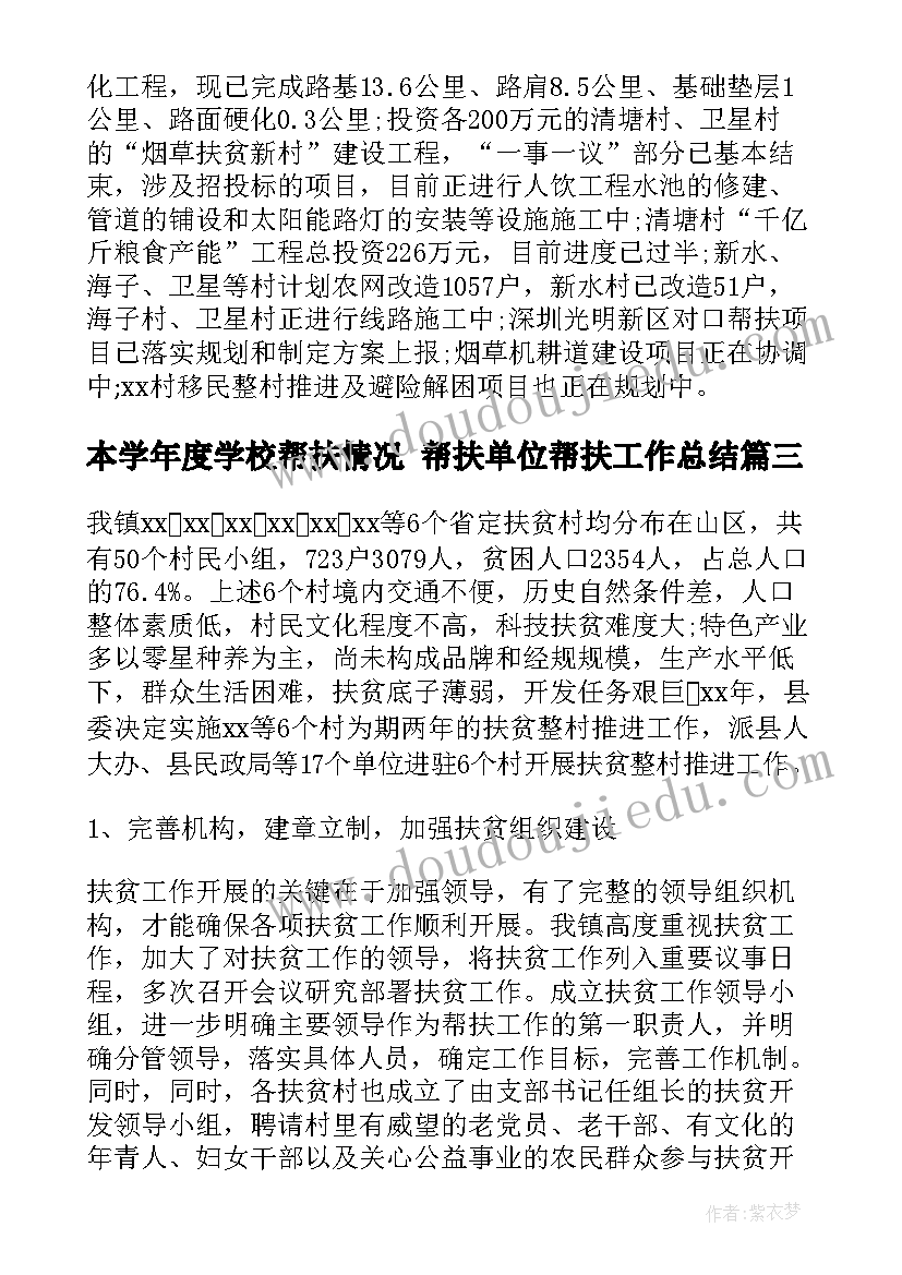 最新本学年度学校帮扶情况 帮扶单位帮扶工作总结(汇总7篇)