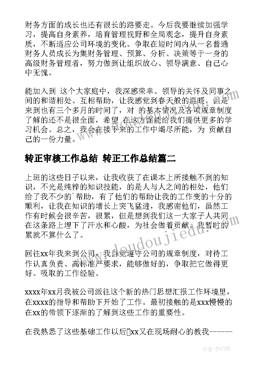 最新转正审核工作总结 转正工作总结(通用9篇)