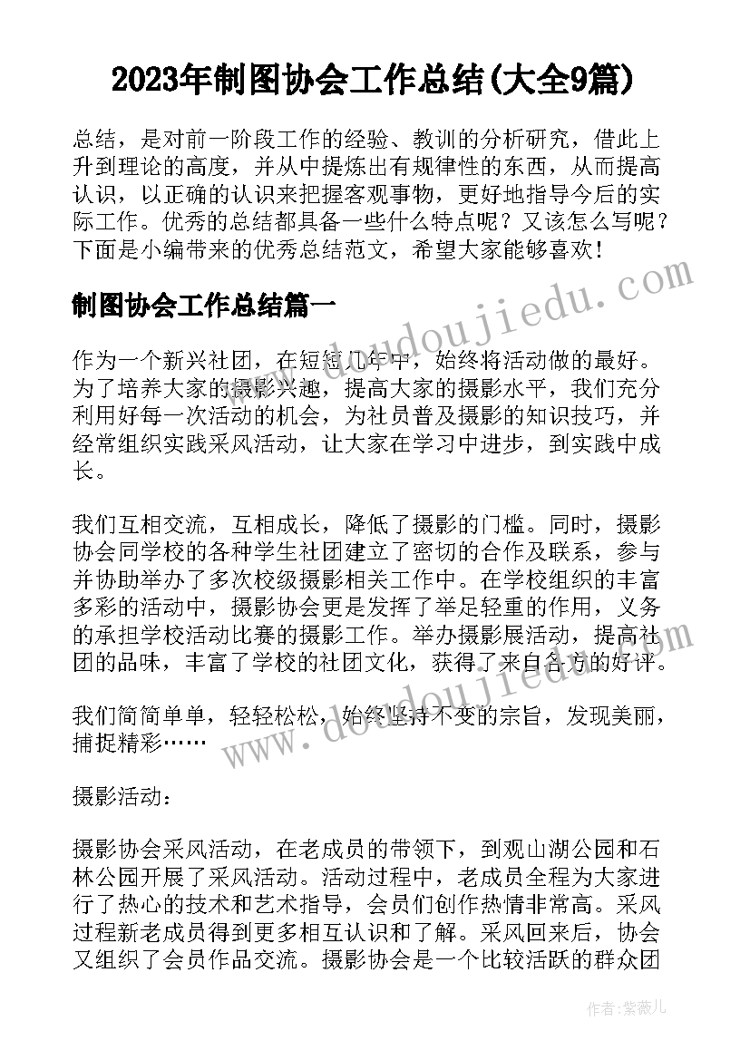 2023年制图协会工作总结(大全9篇)