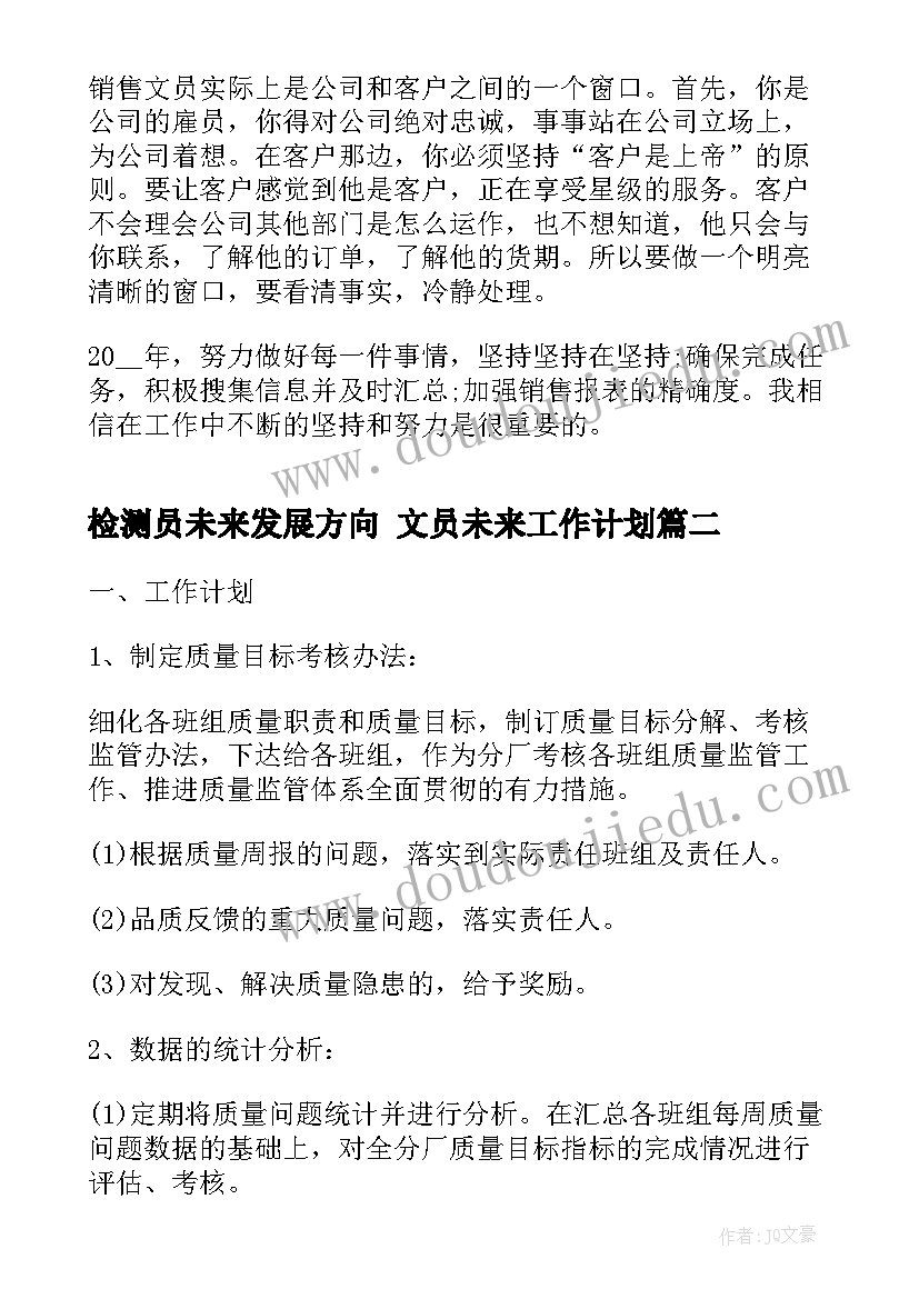 检测员未来发展方向 文员未来工作计划(优质8篇)