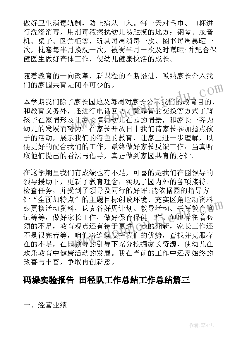 最新码垛实验报告 田径队工作总结工作总结(优质9篇)