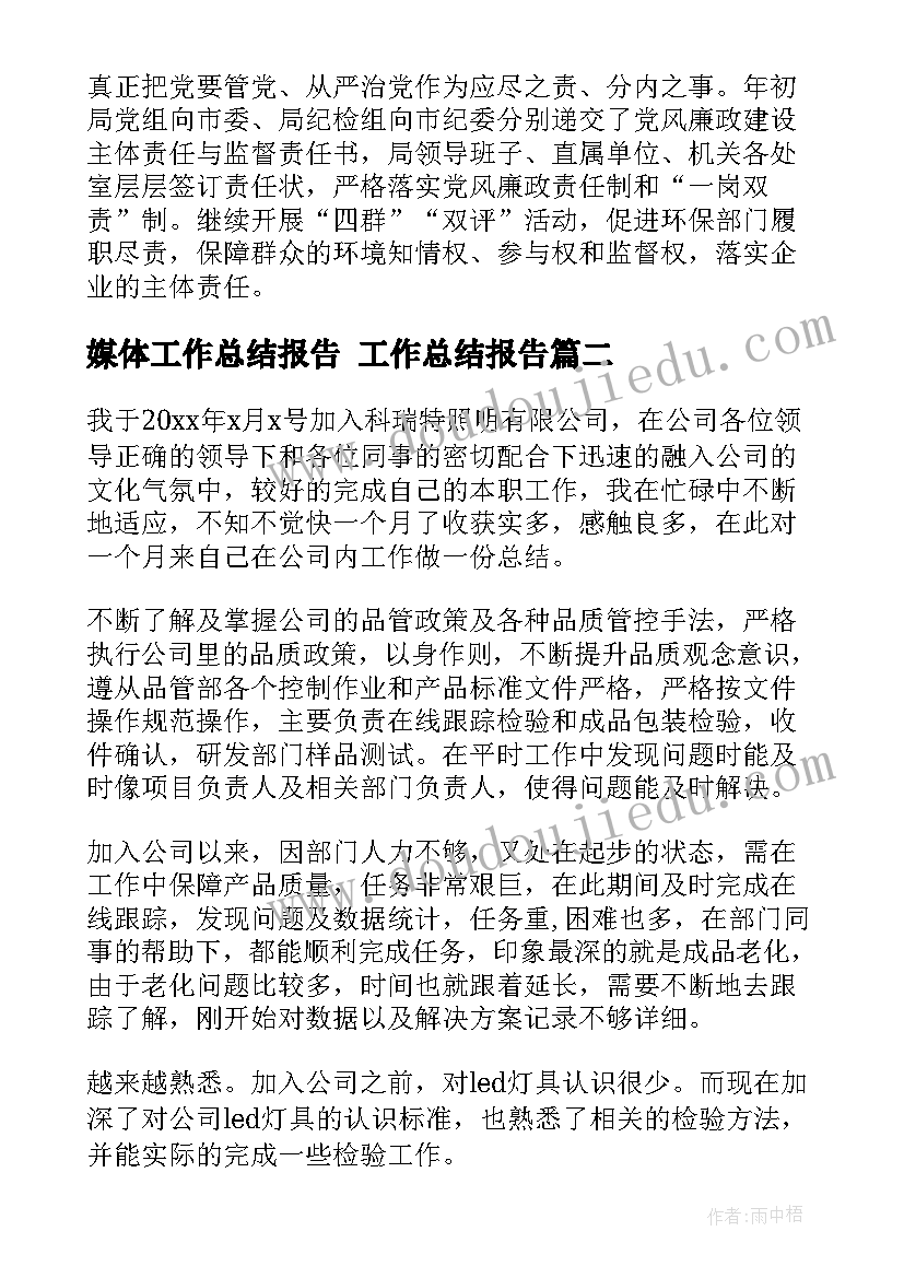 最新媒体工作总结报告 工作总结报告(实用10篇)