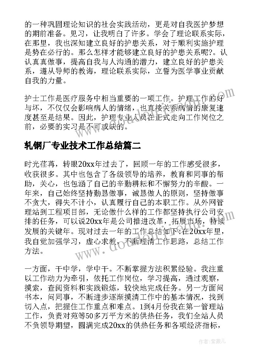 轧钢厂专业技术工作总结(实用10篇)