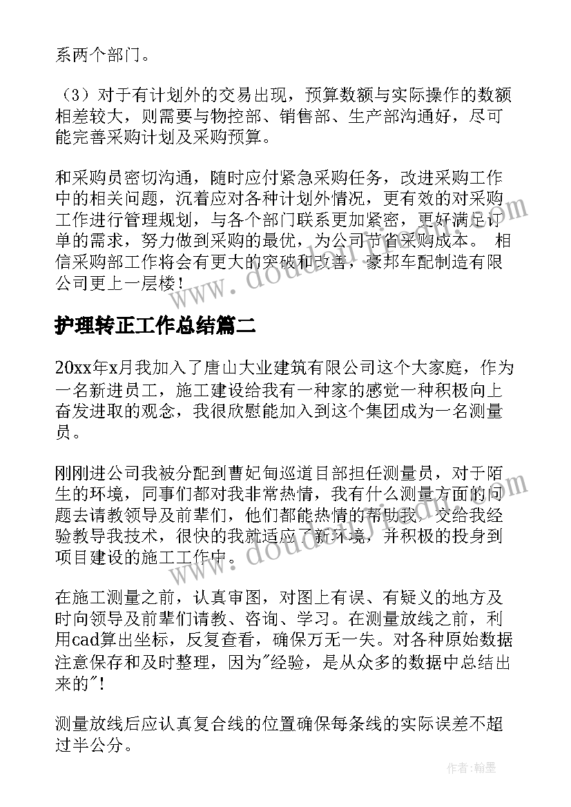 护理转正工作总结(大全8篇)