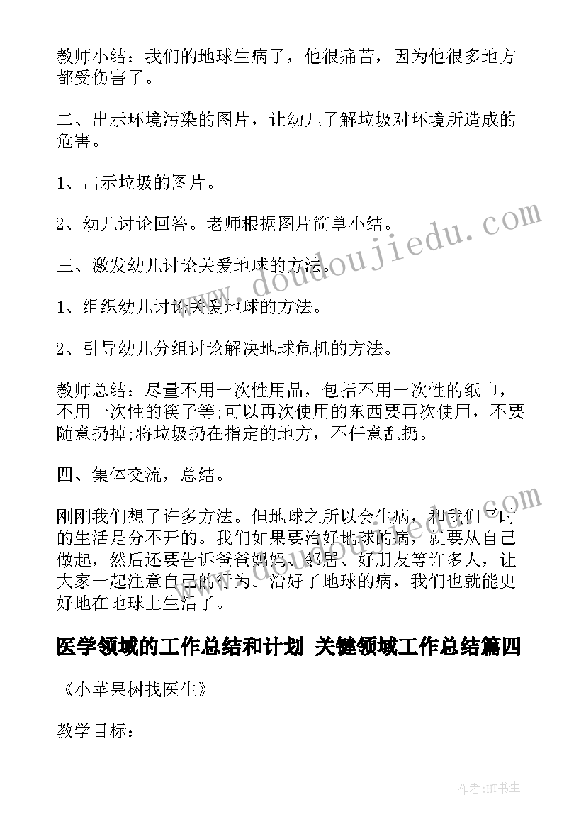 2023年医学领域的工作总结和计划 关键领域工作总结(精选8篇)