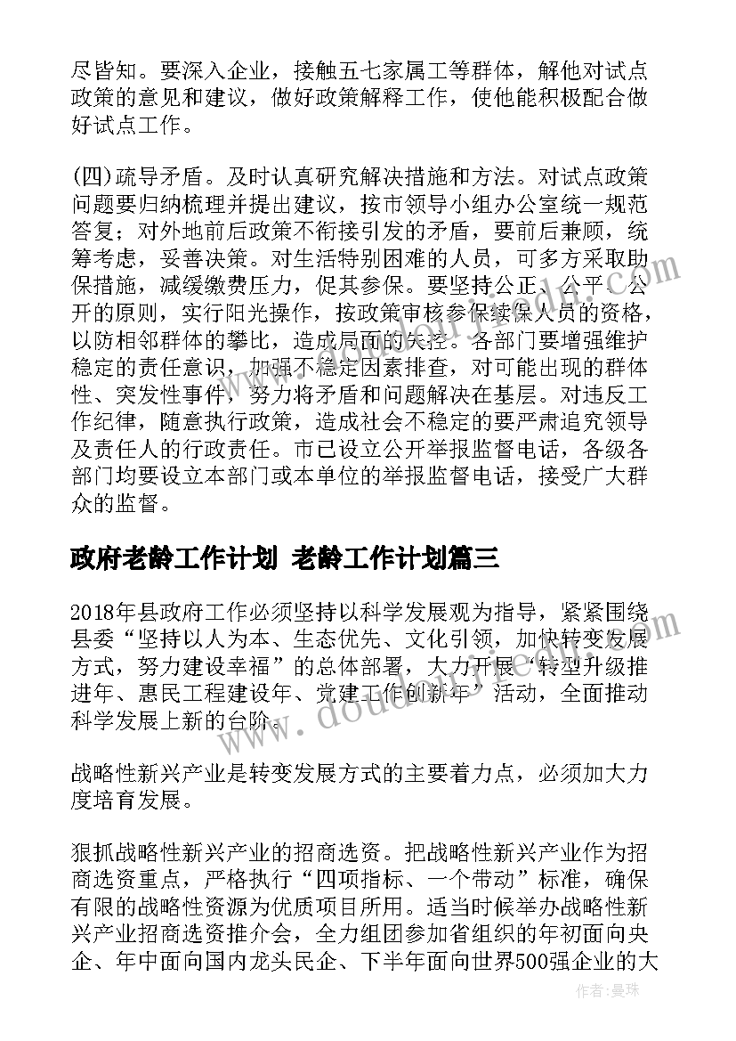 政府老龄工作计划 老龄工作计划(实用10篇)