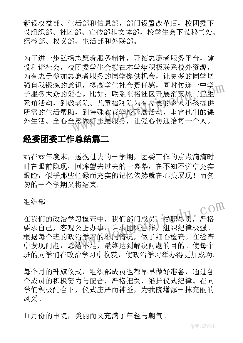 最新经委团委工作总结(汇总5篇)