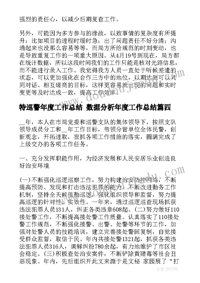 最新特巡警年度工作总结 数据分析年度工作总结(大全5篇)