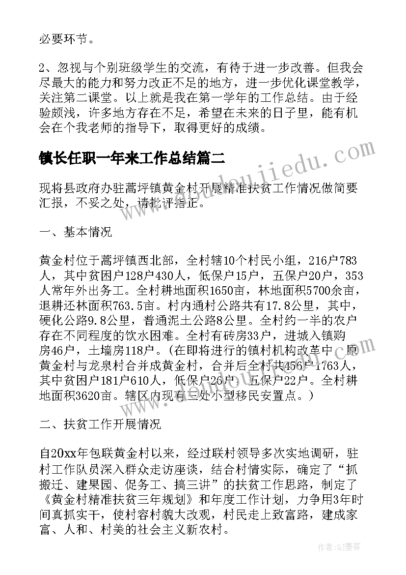 镇长任职一年来工作总结(大全5篇)