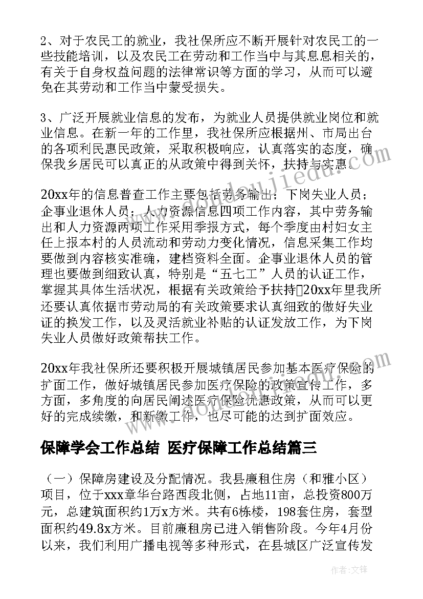 保障学会工作总结 医疗保障工作总结(大全5篇)