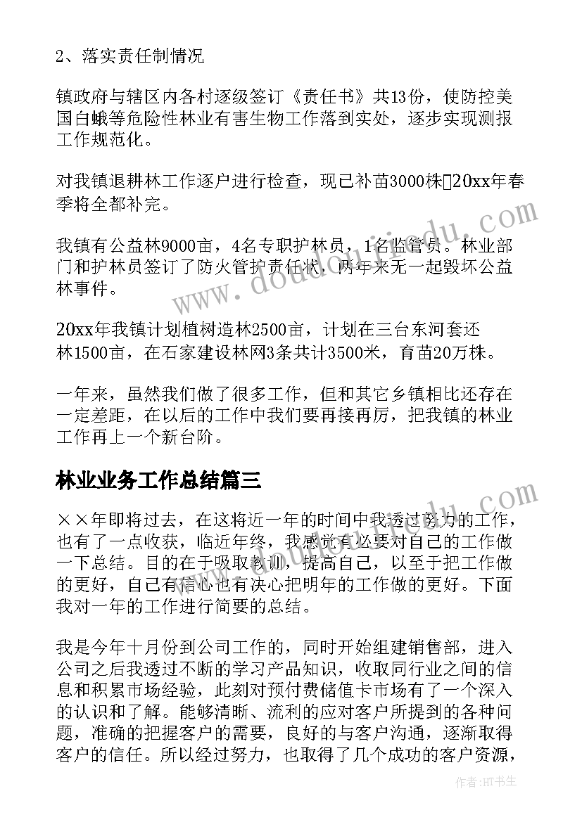 2023年林业业务工作总结(模板9篇)