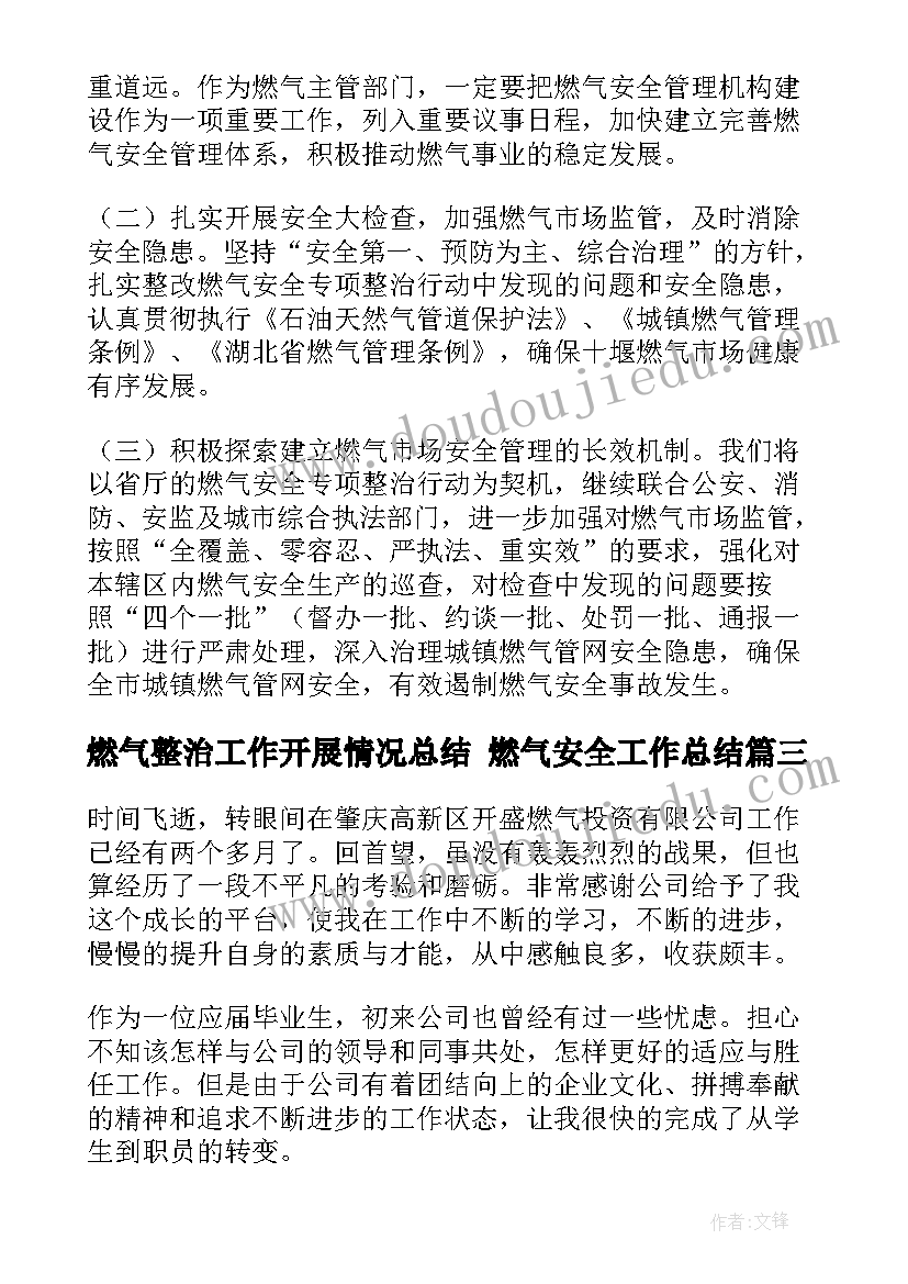 燃气整治工作开展情况总结 燃气安全工作总结(通用9篇)