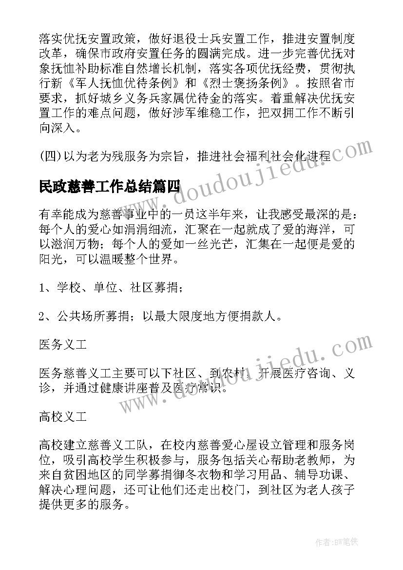 最新民政慈善工作总结(精选5篇)