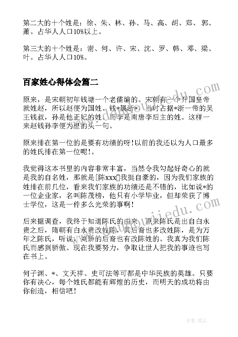 最新百家姓心得体会(优质9篇)