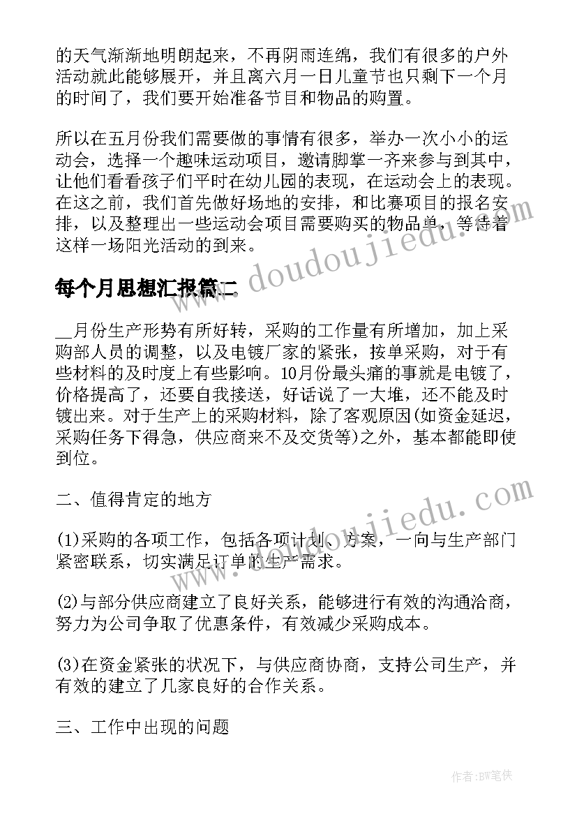 2023年每个月思想汇报(精选9篇)