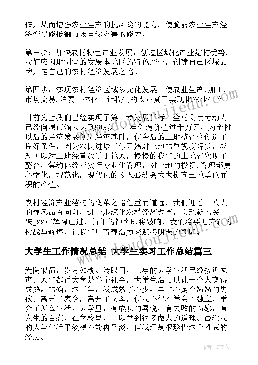 2023年大学生工作情况总结 大学生实习工作总结(大全7篇)