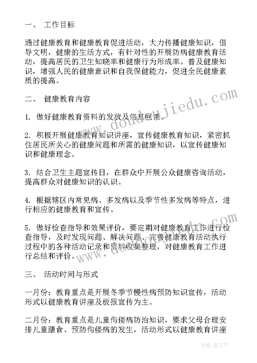 最新社区妇女健康工作计划 社区健康教育工作计划(优秀10篇)