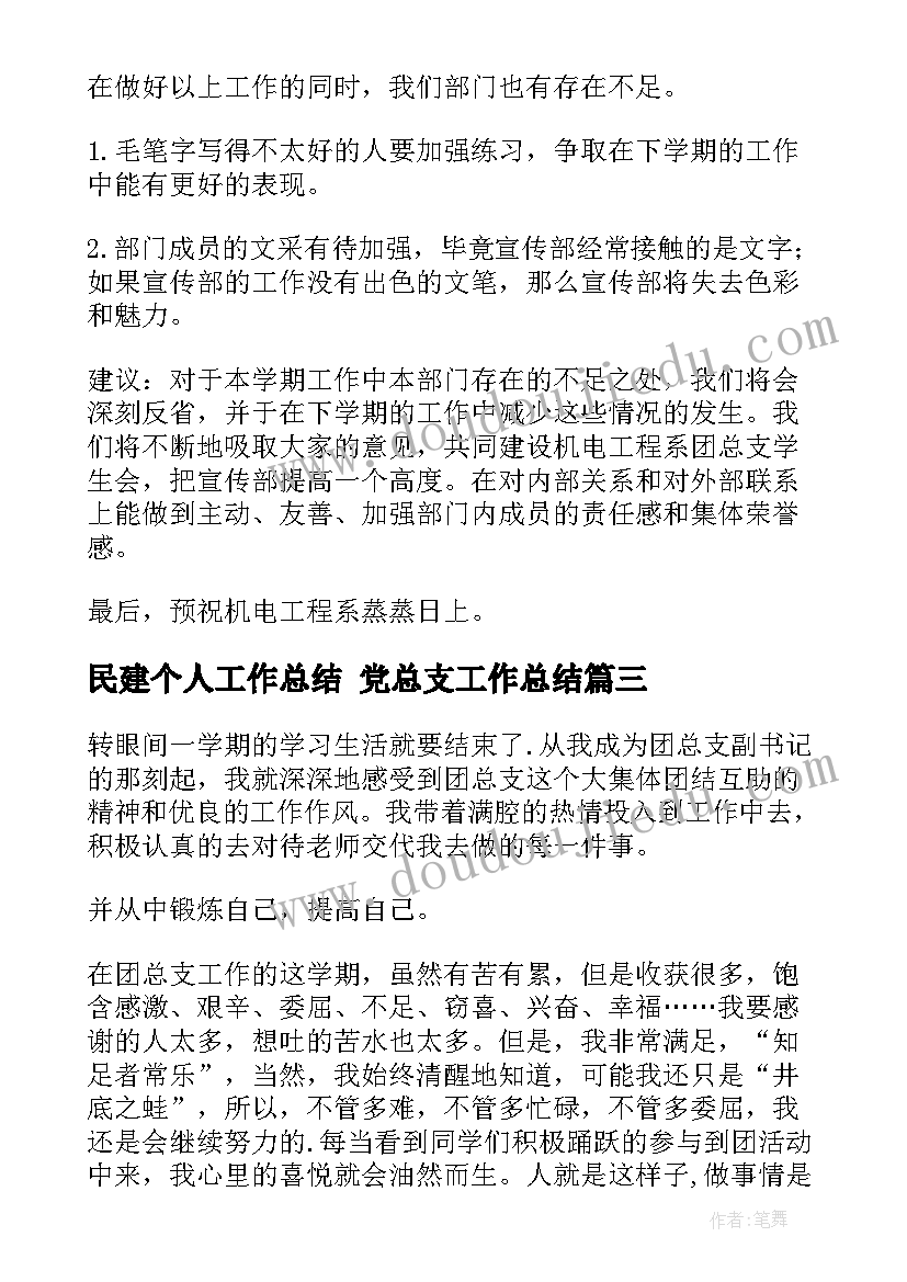 最新民建个人工作总结 党总支工作总结(实用6篇)