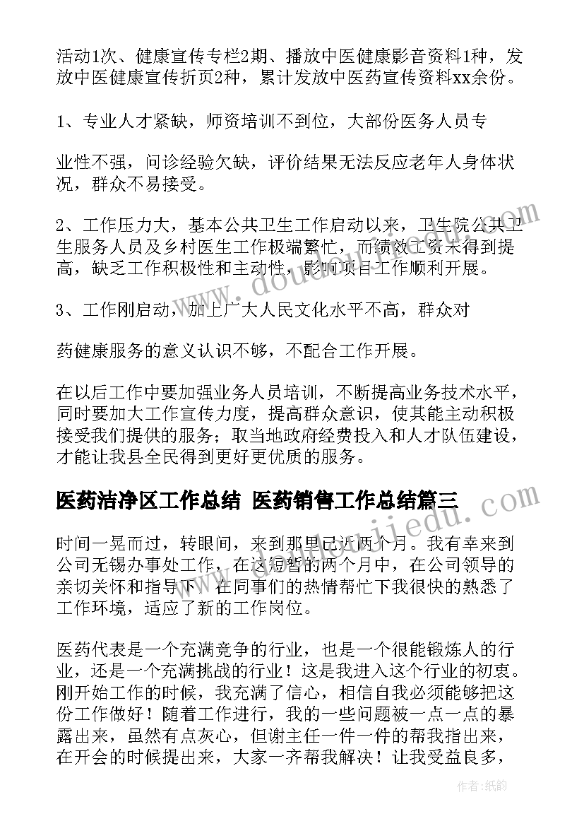 2023年医药洁净区工作总结 医药销售工作总结(大全6篇)