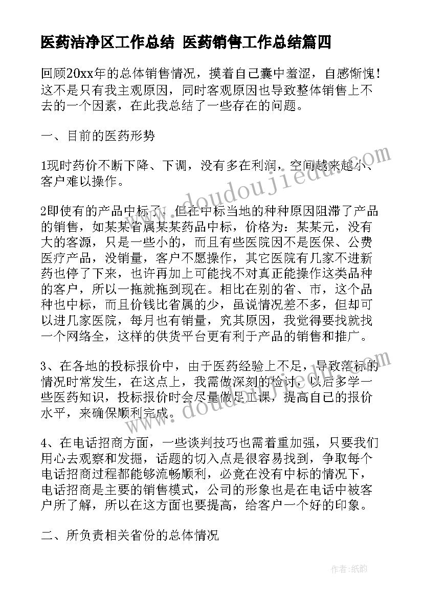 2023年医药洁净区工作总结 医药销售工作总结(大全6篇)