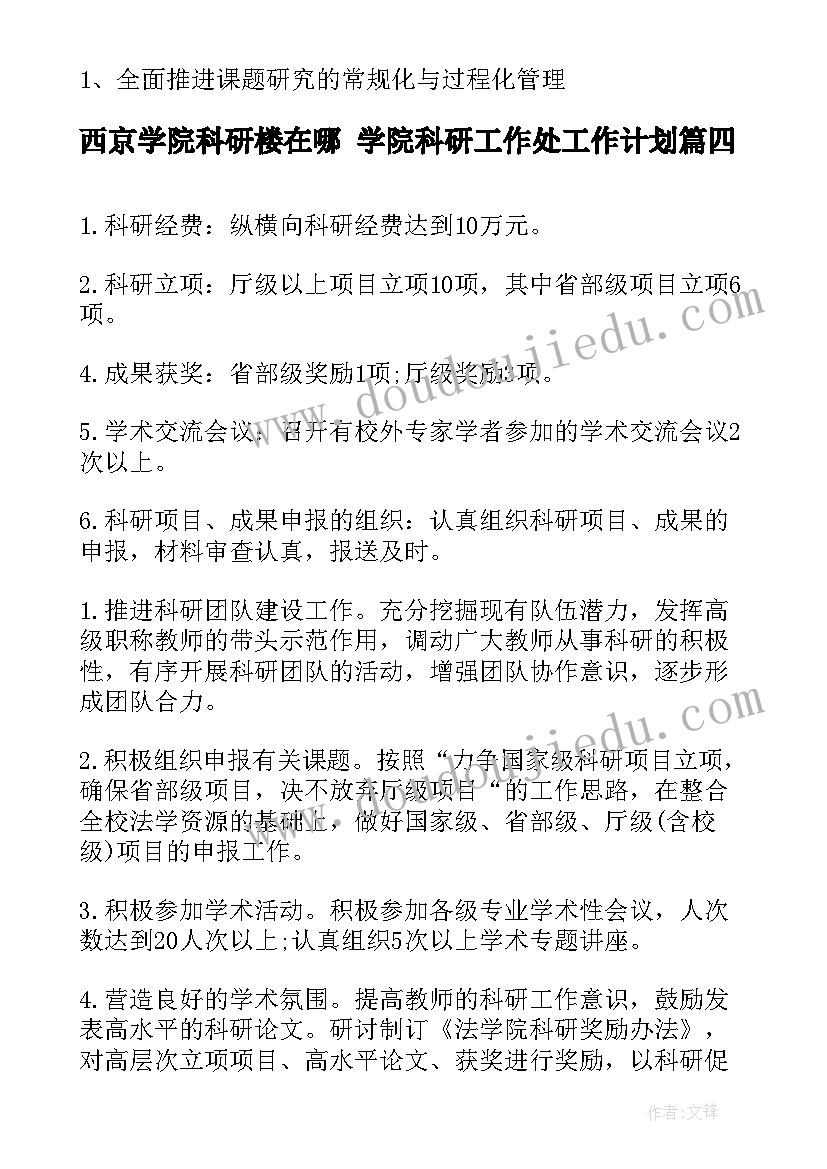 2023年西京学院科研楼在哪 学院科研工作处工作计划(优秀5篇)