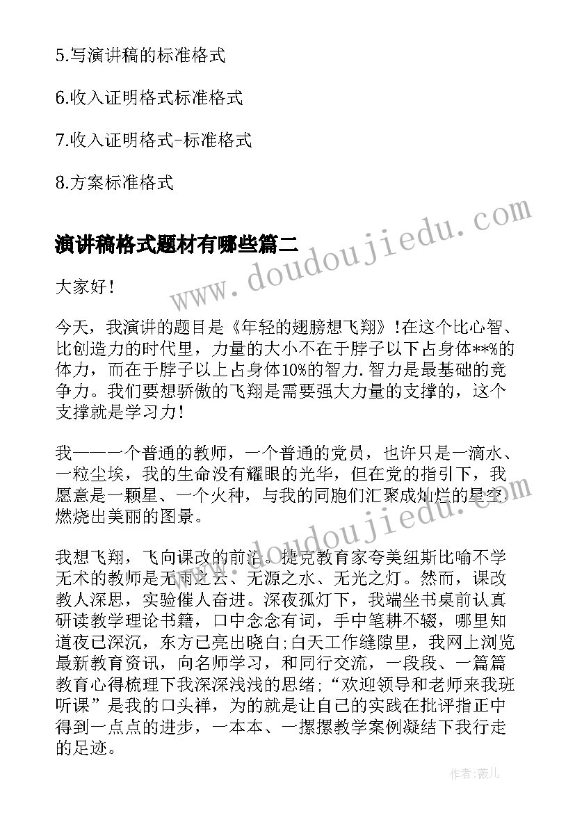 最新演讲稿格式题材有哪些(优秀6篇)