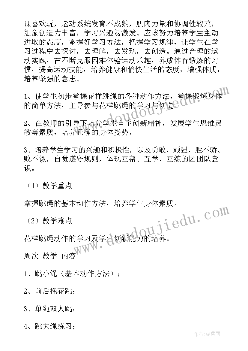 2023年跳绳演讲题目 小学体育跳绳教学工作计划(优秀10篇)