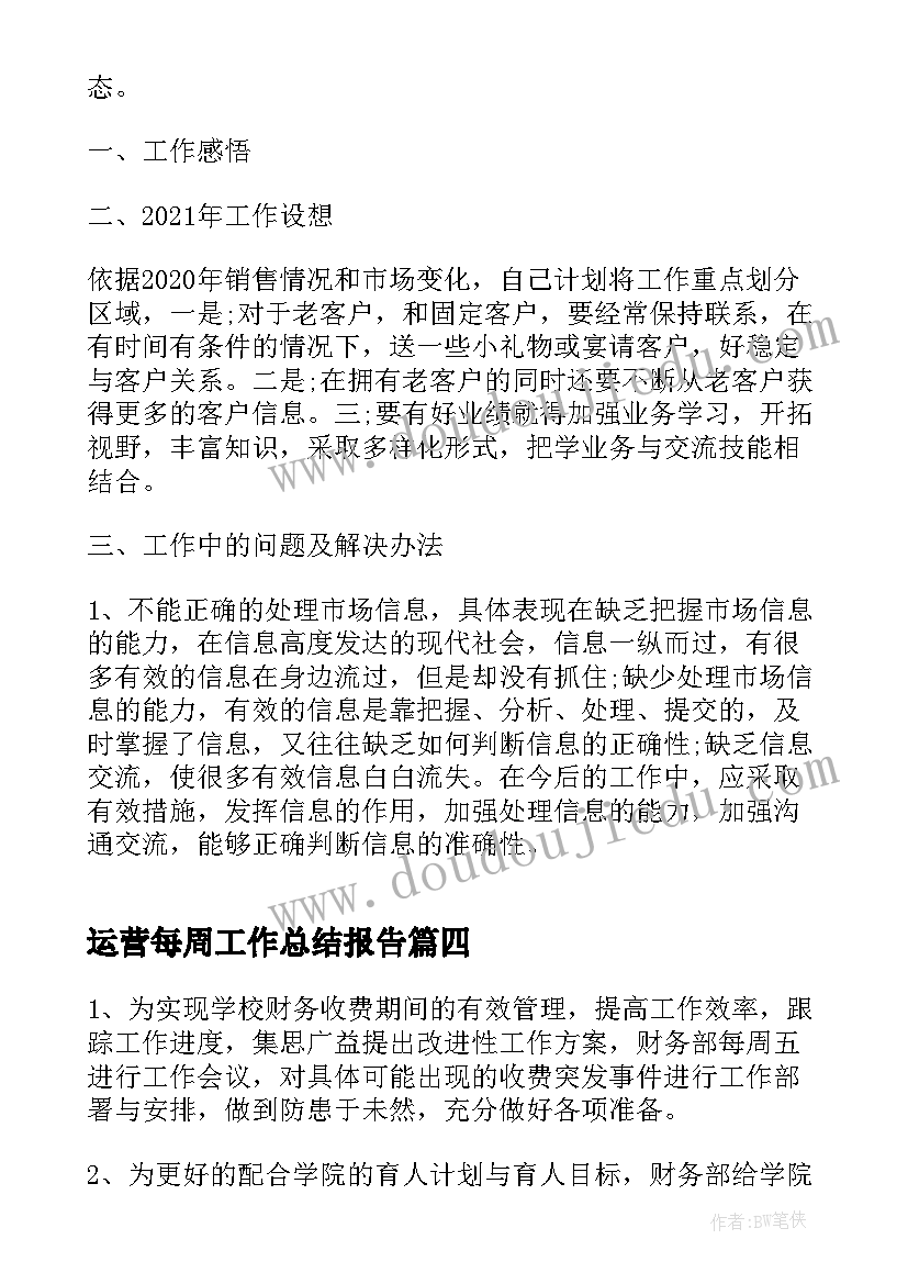 2023年运营每周工作总结报告(精选7篇)