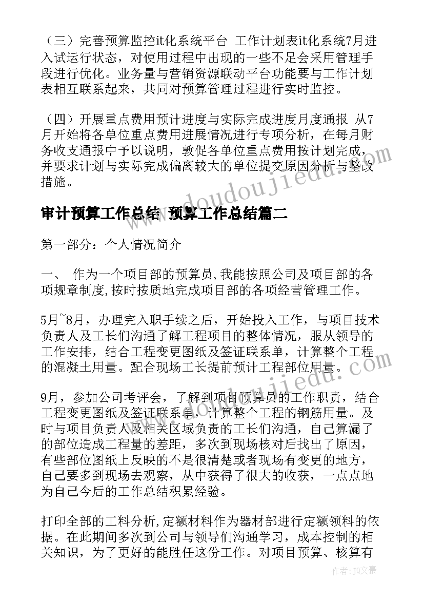 审计预算工作总结 预算工作总结(通用8篇)