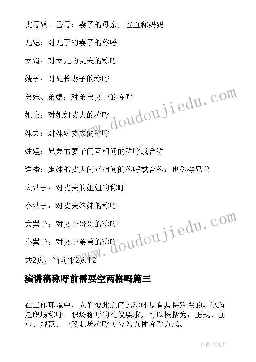 最新演讲稿称呼前需要空两格吗(实用5篇)