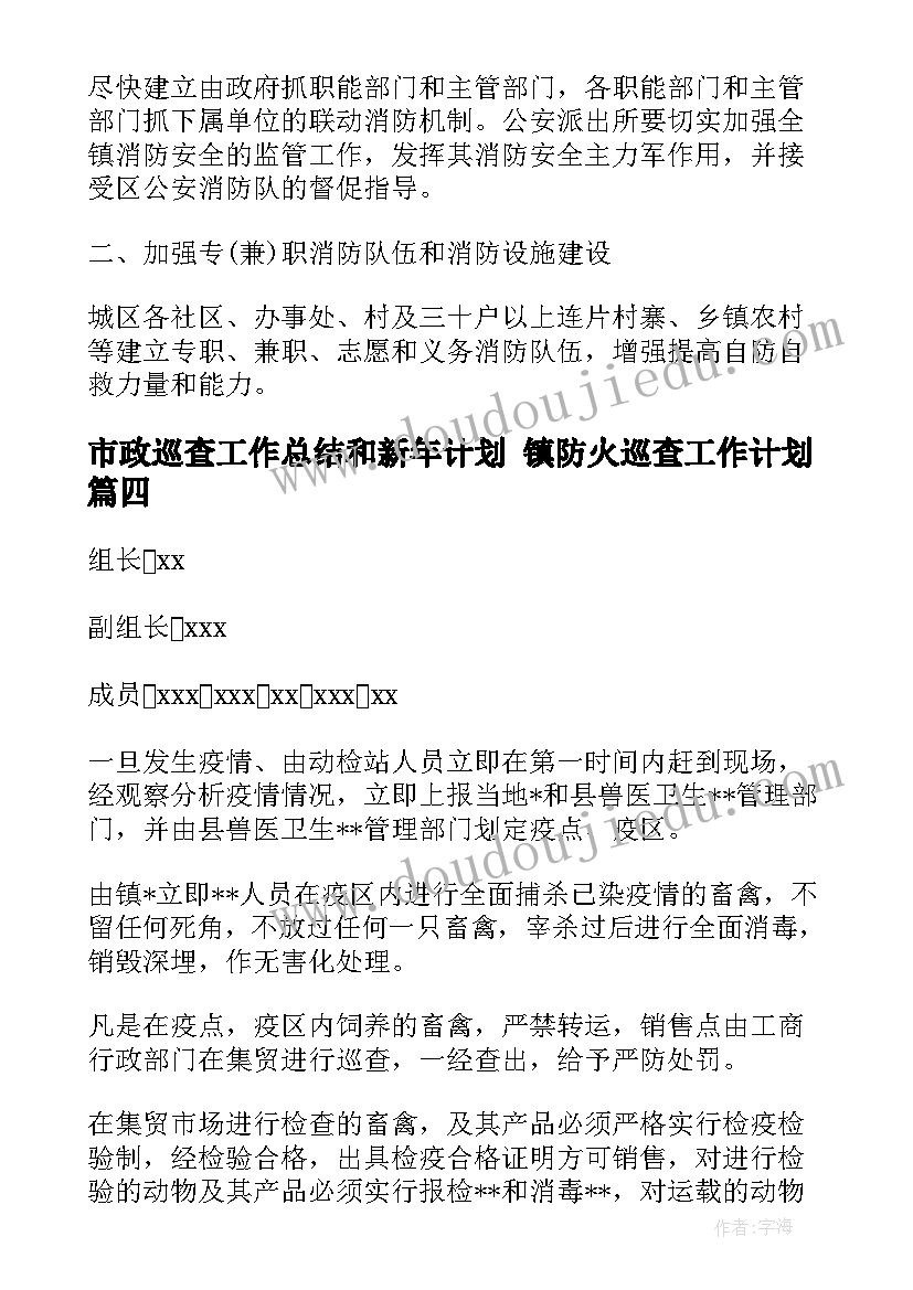 最新市政巡查工作总结和新年计划 镇防火巡查工作计划(汇总7篇)