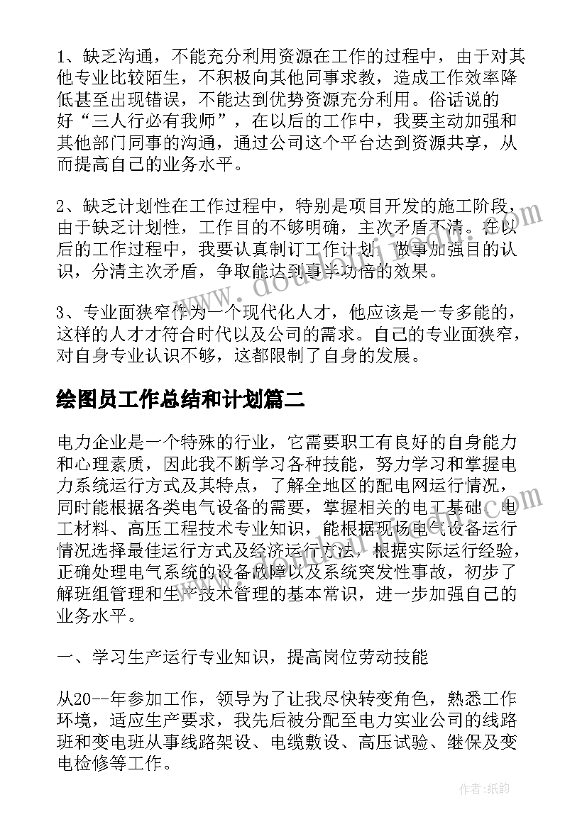 2023年绘图员工作总结和计划(实用5篇)