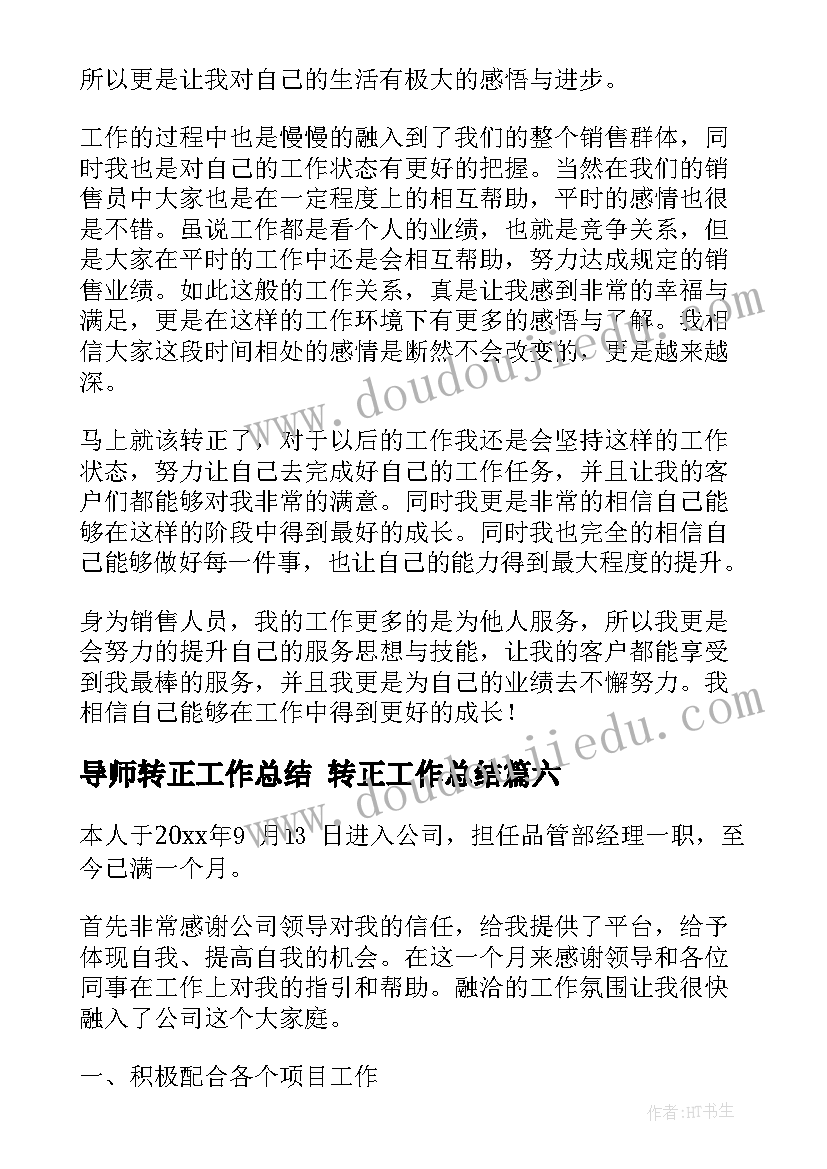 导师转正工作总结 转正工作总结(汇总7篇)