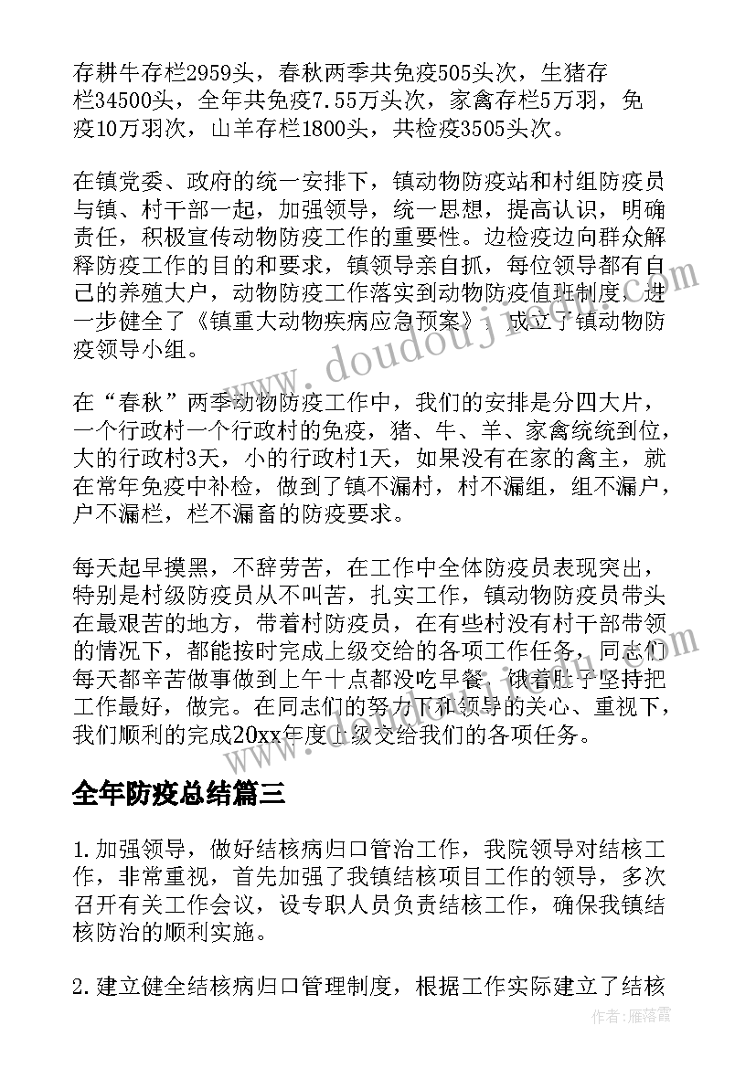 最新全年防疫总结(精选7篇)