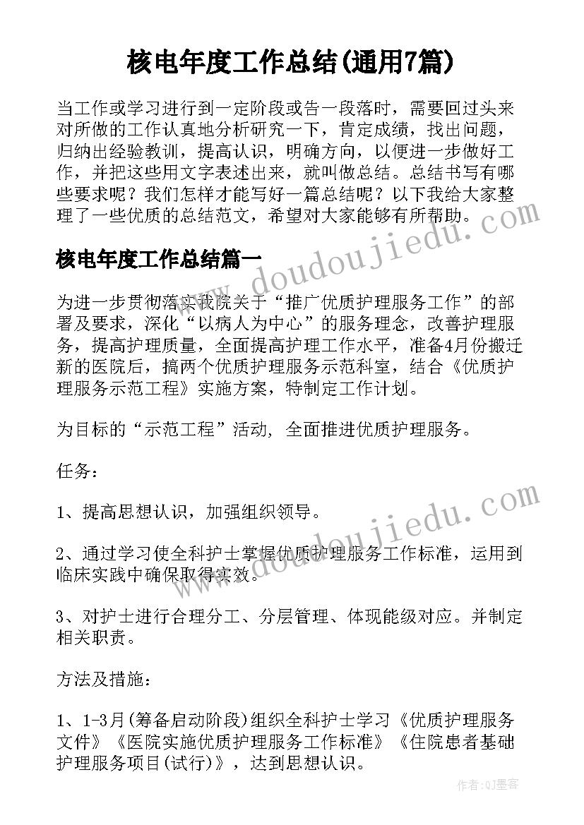 核电年度工作总结(通用7篇)