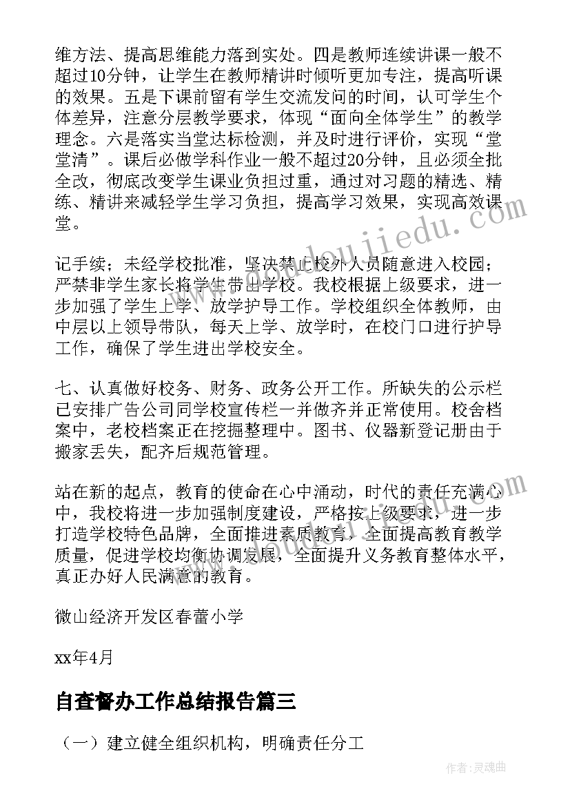 最新自查督办工作总结报告(汇总5篇)