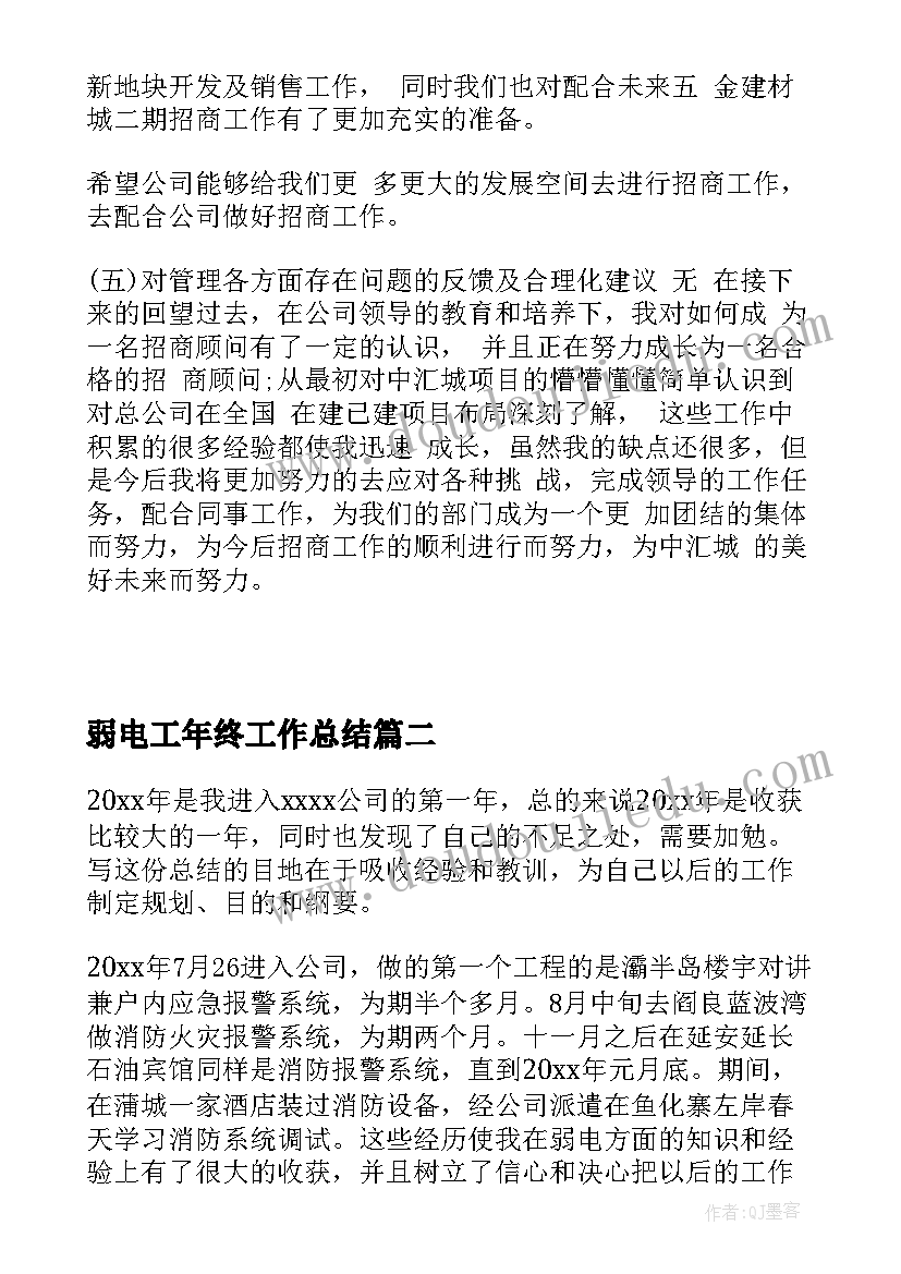 弱电工年终工作总结(模板5篇)