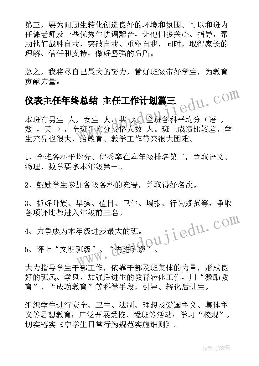 最新仪表主任年终总结 主任工作计划(精选6篇)