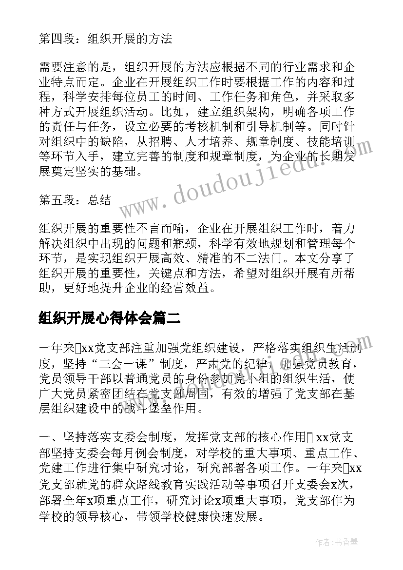 最新组织开展心得体会(实用5篇)