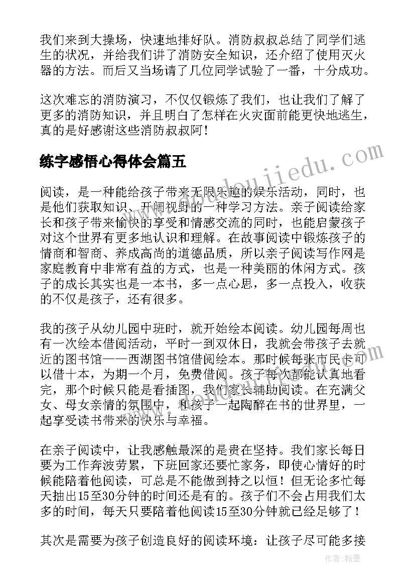 最新练字感悟心得体会(精选5篇)