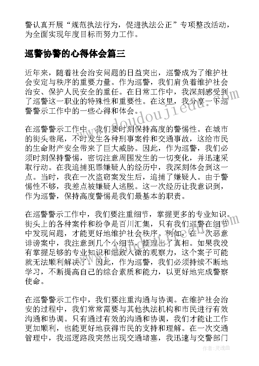 2023年巡警协警的心得体会(通用9篇)