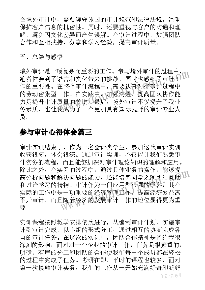 参与审计心得体会 审计实习心得体会(精选7篇)