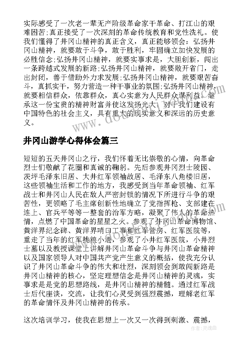 2023年井冈山游学心得体会(模板6篇)